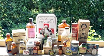 For All That Ails You- Bayer, Mercurochrome, Porcelain Aspirin Apothecary Jar, Ice Bag And Much More