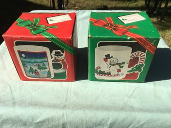 Lot Of 2 Vintage Christmas Gift Coffee / Tea / Cocoa Cups  Mugs