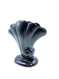 Vintage Redwing Black Glazed Cornucopia Fan Vase.