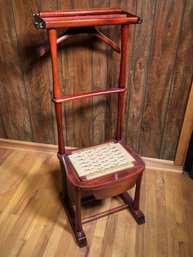 Wonderful Vintage - Made In Italy - VALET / DRESSING STAND - All Mahogany - Woven Seat / Drawer - Very Regal