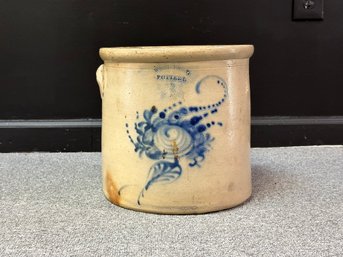 A Beautiful 19th Century 3-Gallon Crock From West Troy Pottery