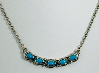 SOUTHWESTERN DESIGNER CAROLYN POLLACK STERLING SILVER TURQUOISE NECKLACE