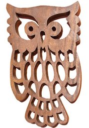Large 16' Carved Wood Owl Wall Hanging