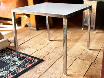 An Italian Modern Chrome And Glass Petit Dining Or Work Table