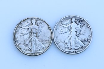 2 Walking Liberty Half Dollars 1942 1943