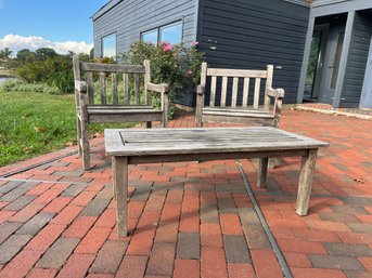 A Teak Furniture Set - 2 Chairs & Table