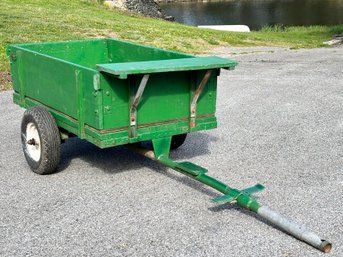 A Vintage Wood Garden Trailer - Wonderful For Mower Or Tractor!