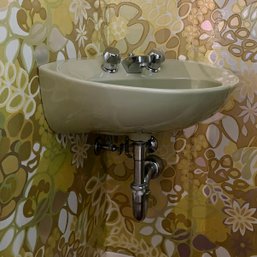 A Very Cool 1971 Eljer Avocado Corner Sink - Pool Bathroom