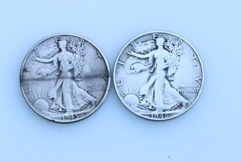 2 Walking Liberty Half Dollars 1945 1946