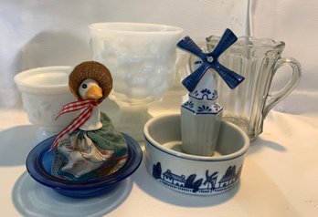 Windmill Crocus Dish, Avon Mother Goose, Milk Glass, More