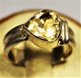 Sterling Silver Ladies Ring Size 8 Having Citrine Stone