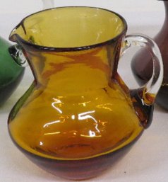 Hand Blown Amber Glass Pitcher