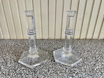 Pair Of Tiffany & Co Windham Crystal Candle Holders