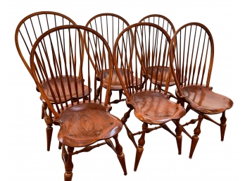 Set Of 6 Bowback Windsor Chairs Hand Crafted By Maker D.R. Dimes - Hand Executed - Gorgeous!