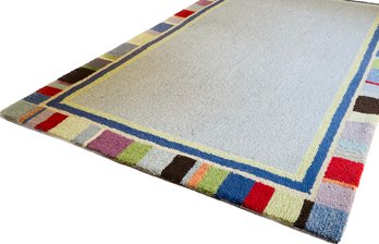 Pottery Barn Kids Striped Border Wool Area Rug