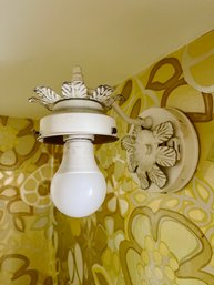 A Decorative Tole Foliate Metal Sconce - Pool Bathroom
