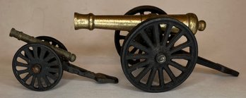 Vintage Lot - 18th 19th C - Toy Display Cannons - Iron -7.5 Inches & 4.25 Inches - Battlefield Artillery