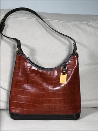 Gorgeous Like New $400 DOONEY & BOURKE Crocodile Print Leather Hobo - Made In USA - Fantastic Purse ! WOW !