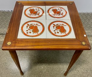 Mid-Century Modern Danish Teak Fruit Tiled Top Low Table