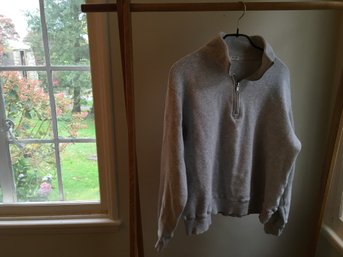 BRANDY MELVILLE, John Galt Line, Cotton Waffle Knit Collared Zip-up Shirt, Light Grey, One Sz