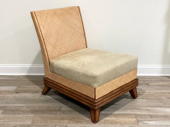 A Leather Seated Plantation Style Slipper Chair