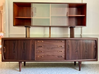 H.P. Hansen Danish Teak Credenza/Sideboard With DYRLUND Top Display