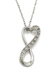 Sterling Silver Clear Stones Infinity Pendant On Italian Sterling Silver Chain
