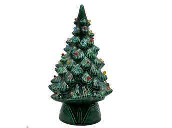 9 1/2 Inch Tall Vintage Ceramic Christmas Tree With Lights