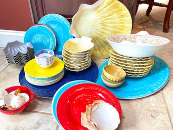 Vintage Shell Themed Acrylic And Melmac Serving Ware And More