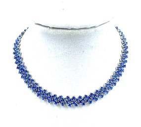 Sparkling Sapphire Blue Rhinestone Choker Necklace