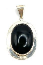 Vintage Large Mexican Sterling Silver Onyx Color Pendant