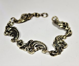 Fancy Vintage Sterling Silver Link Bracelet By Jewelart 7' Long