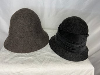 Pair Of Basset Wool Cloche Or Bucket Hats