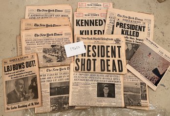 1960's Newspapers - New York Times, Daily News, New York World Telegram & Chicago Sun Times