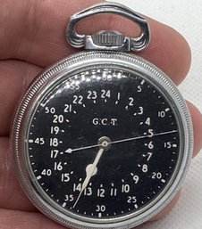 Original WORLD WAR 2 HAMILTON GCT BOMBER PILOT'S POCKET WATCH- 22 Jewel, 24 Hour Dial, Running