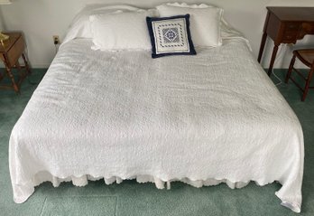 King Size White Cotton Bed Set