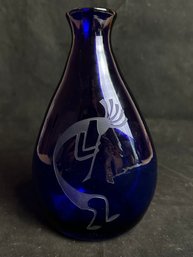 Etched Blue Vase