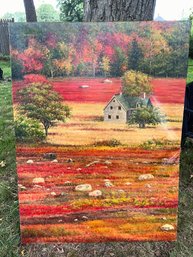 Lone Farmhouse In Autumn Oil On Canvas ~ Signed E. Sammy