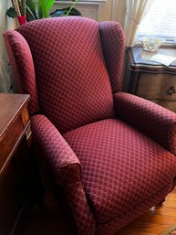 Upholstered Red Wing Back Chair