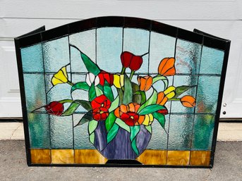 Unique Stained Glass Fireplace Screen