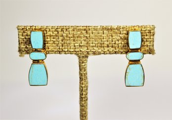 Gold Over Sterling Silver Genuine Turquoise Stone Inlay