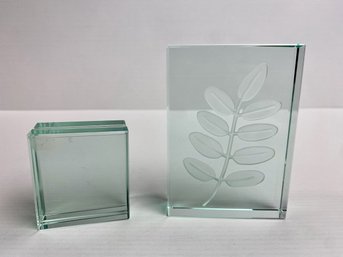 Light Green Tinted Glass Frame And Leaf Decoration (2)