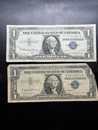 2 $1 Silver Certificates 1957-A, 1957-B