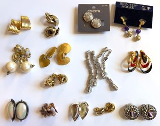 14 Pairs Vintage Clip-On Earrings By Napier, Jennifer Moore, Chico's & More