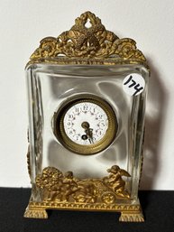 FRENCH BRONZE MOUNTED GLASS CLOCK