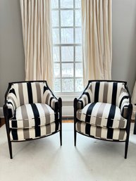 Pair Of Barbara Barry For Baker Stripe Side Chairs