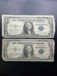 2 $1 Silver Certificates 1935-D, 1935-E