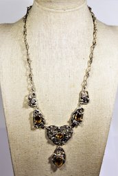 Very Fine Sterling Silver And Citrine Necklace By Tempesti Florence, Italy