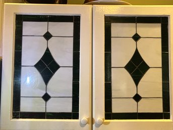 Two Custom Made Kitchen Cabinets With INCREDIBLE Stained Glass Inserts- Each Panel 30' X 21'