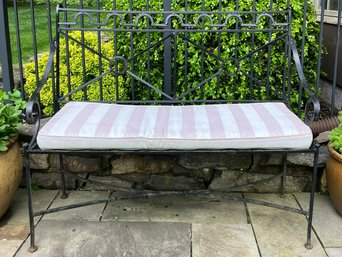 A Vintage French Wrought Iron Garden Bench, C. 1950's